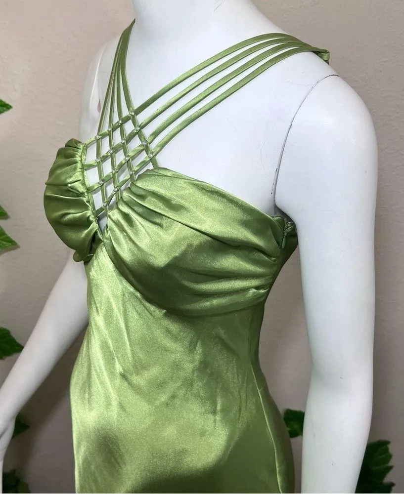 Betsy and Adam Vintage Lime Green Gown - Image 2