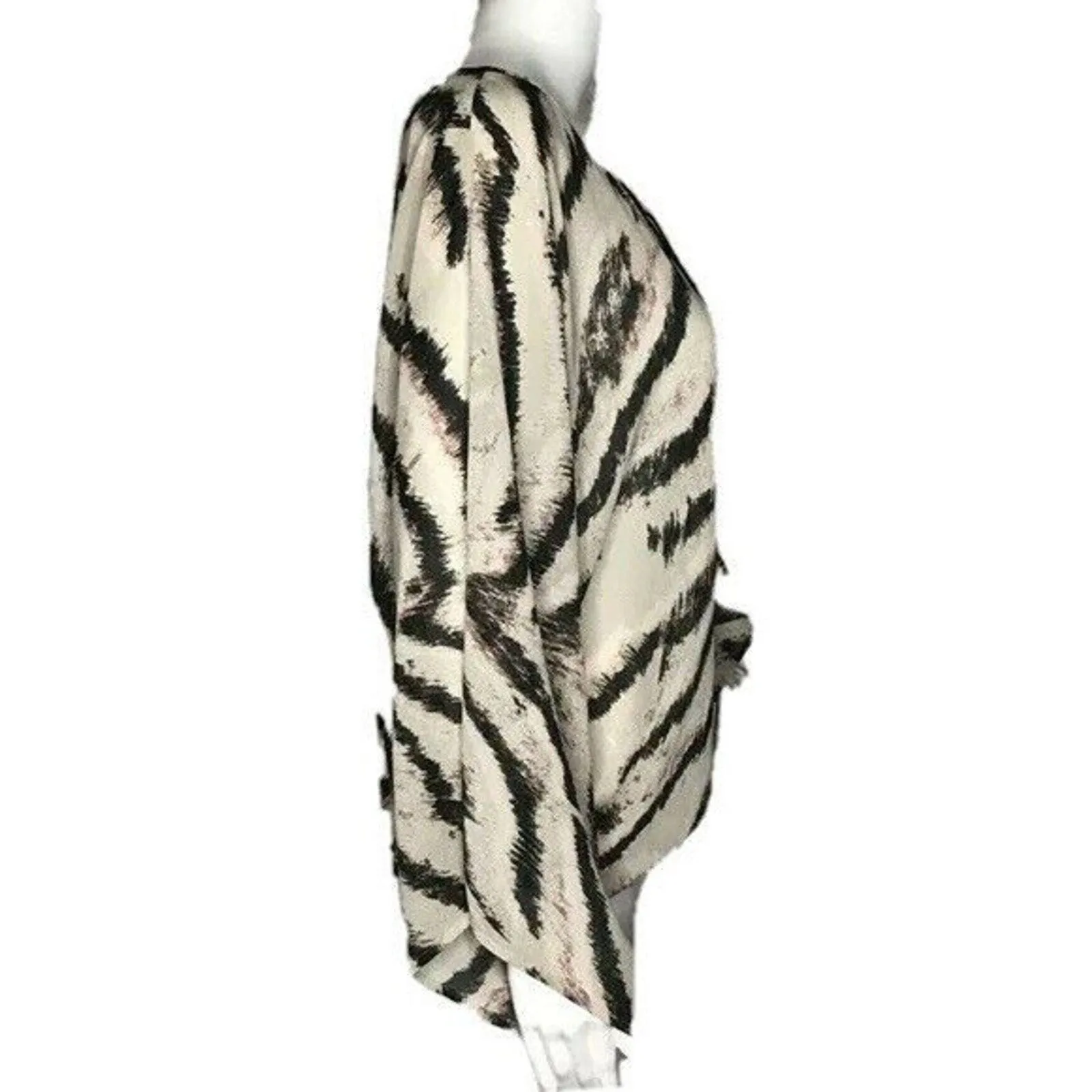 Sanctuary Shirt Women Small Zebra Print Pocahoncho Dolman Sleeve Tassel Edgy Fun - Image 2