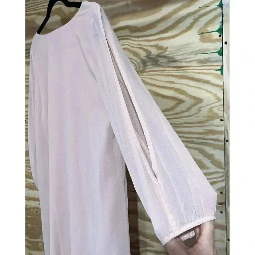 LuLu’s Size Medium Peach Long Sleeve Sheer split Sleeve mini dress Lined - Image 4