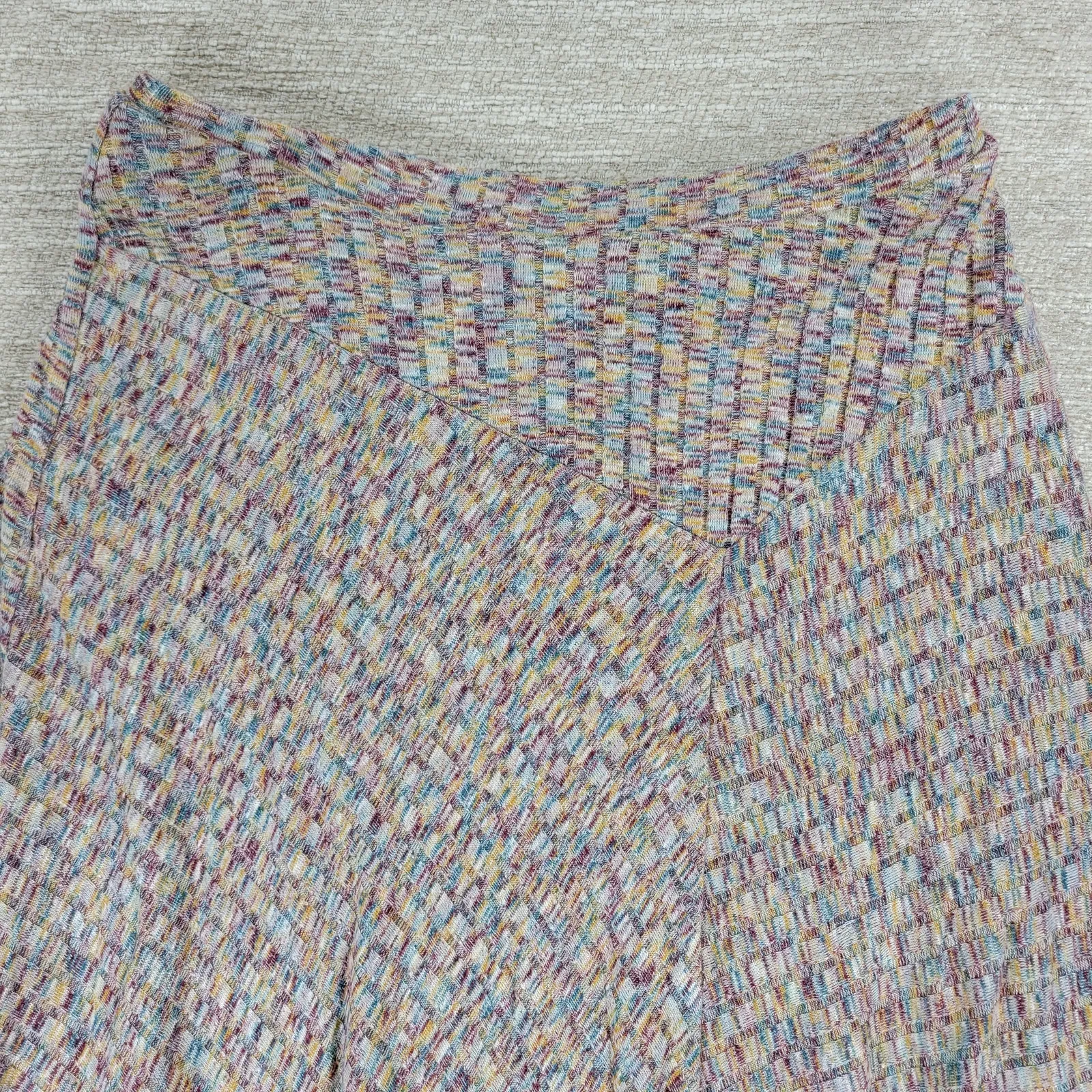 Vanessa Virginia Knit Skirt Large Asymmetrical Maxi Multicolor Textured Lined - Image 7