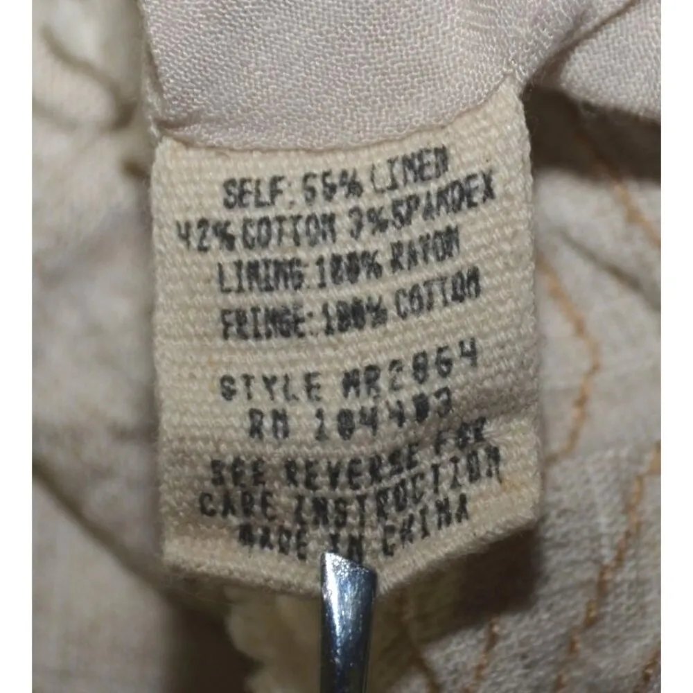 Moon River Beige Crop Tank Top Size M Linen Blend Fringe Rope Straps Cottage - Image 11