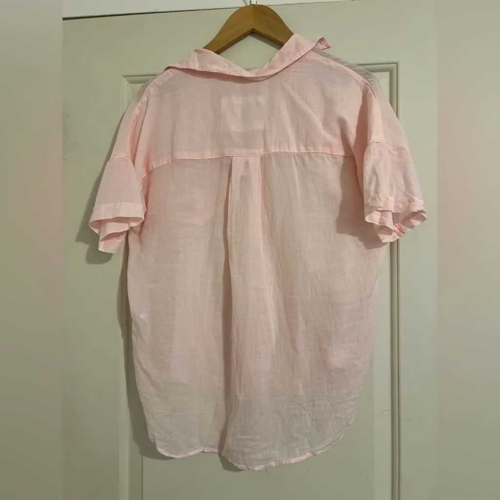 FRANK & EILEEN $189 ROSE Shear Gauze Cotton Button Up Top Blouse XXS Fits Small - Image 2