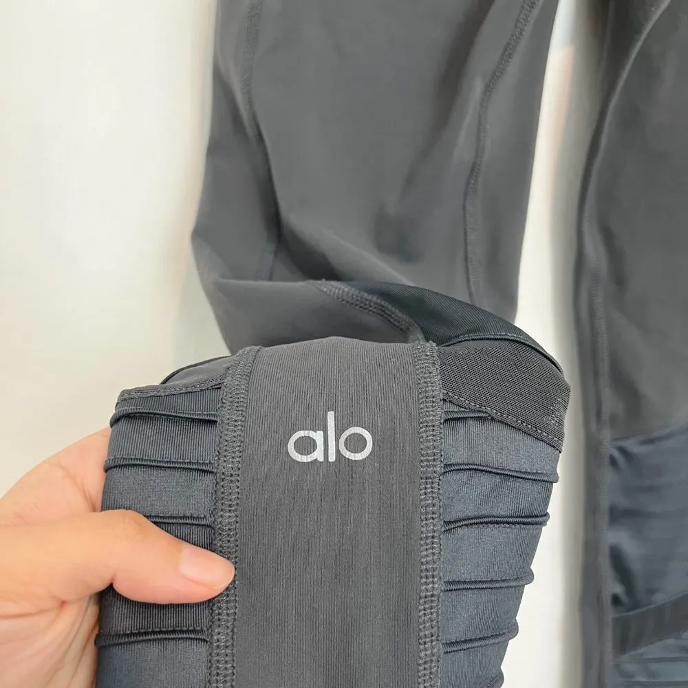 High Rise Full Length Athletic Moto Leggings Gym Pants Gray Size Small - Image 8