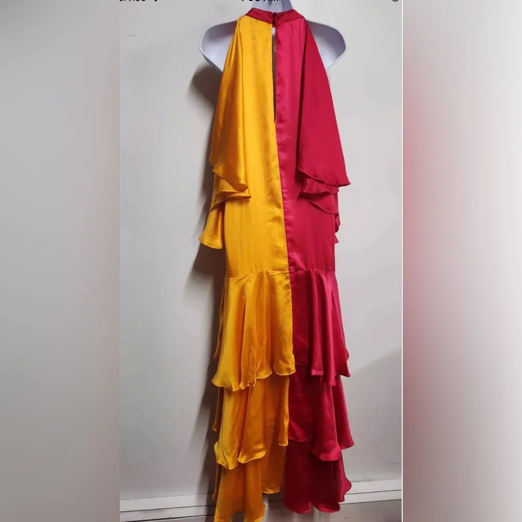 Pinnacle by Shruti Sancheti Mock-Neck Colorblock Ruffle Dress Size S. B26 - Image 8
