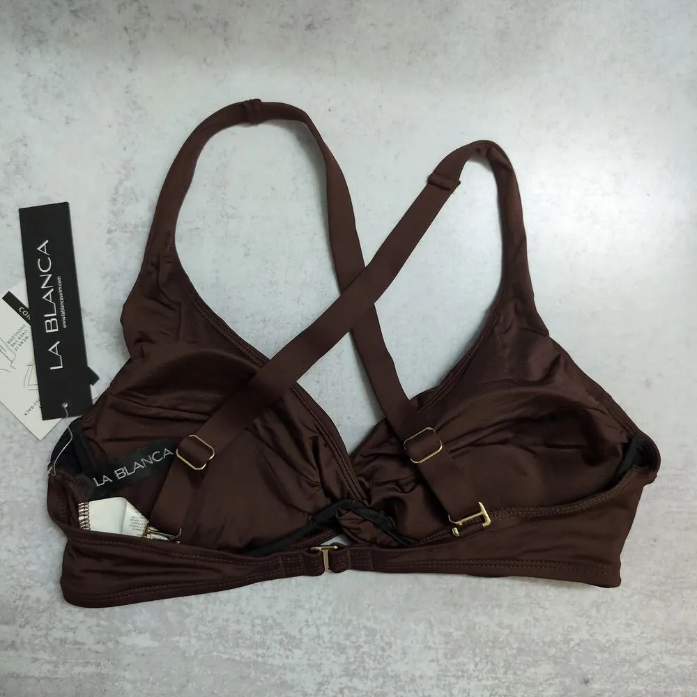 La Blanca Java (Brown) Island Goddess Underwire Twist Front Bra Top Size 10 New - Image 3