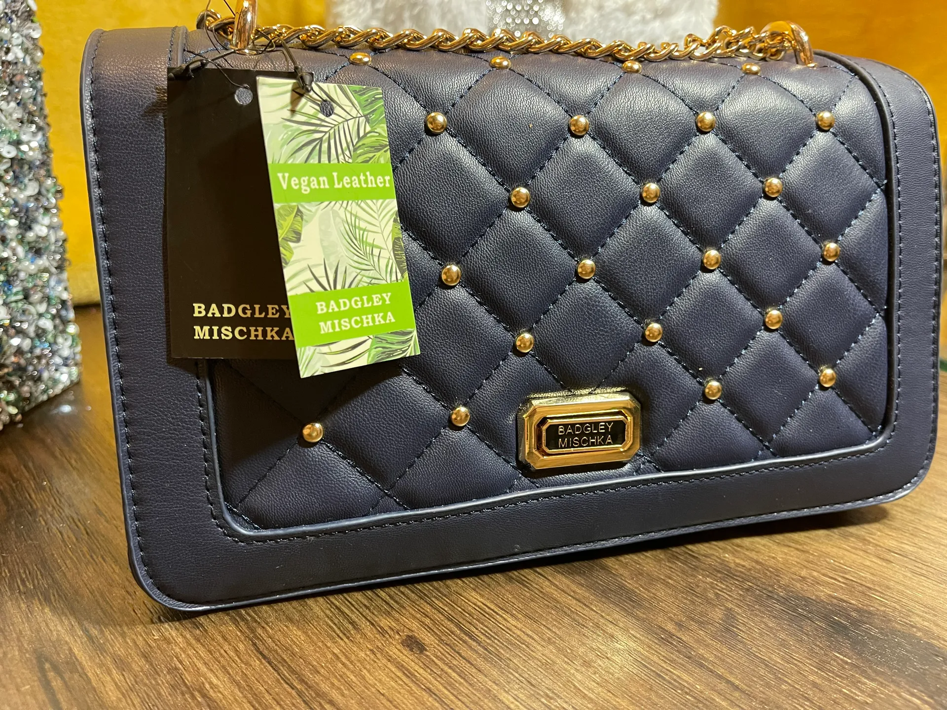 blue crossbody with square studs handbag - Image 6