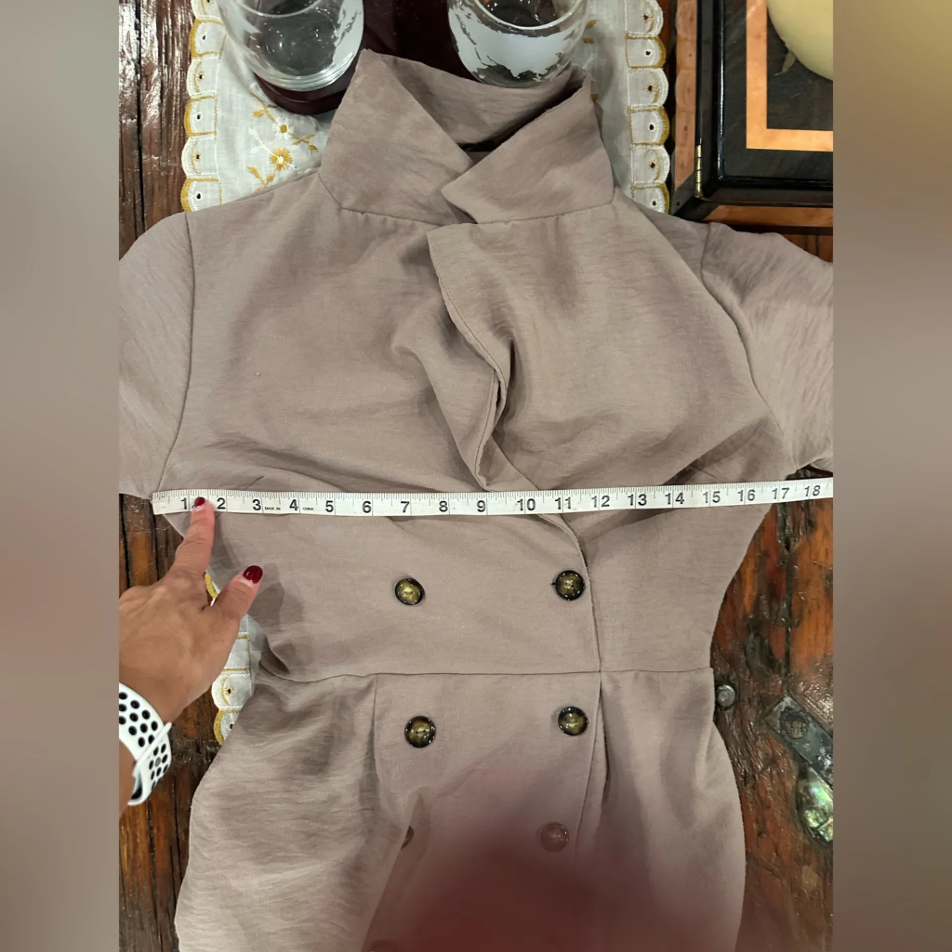 Monteau Los Angeles Mauve Double Breasted Midi Dress Tan - Image 6