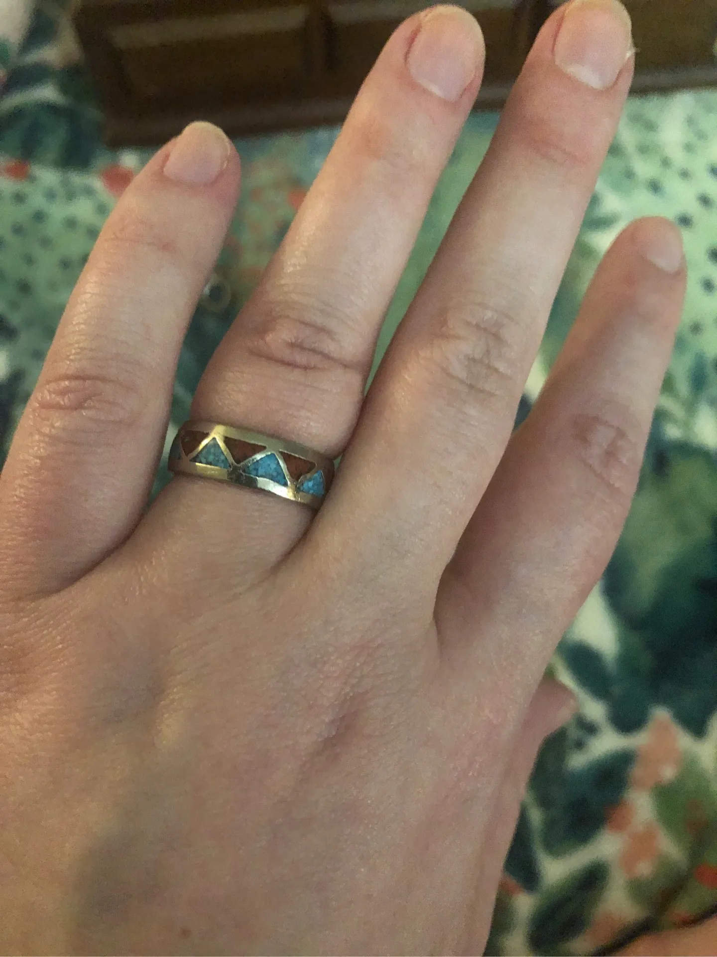 Thee turquoise and sterling rings Silver Size 5.5 - Image 5