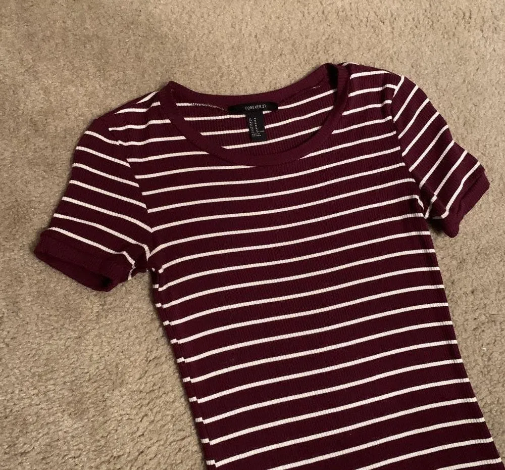 Maroon Striped Dress Red Size M - Image 2