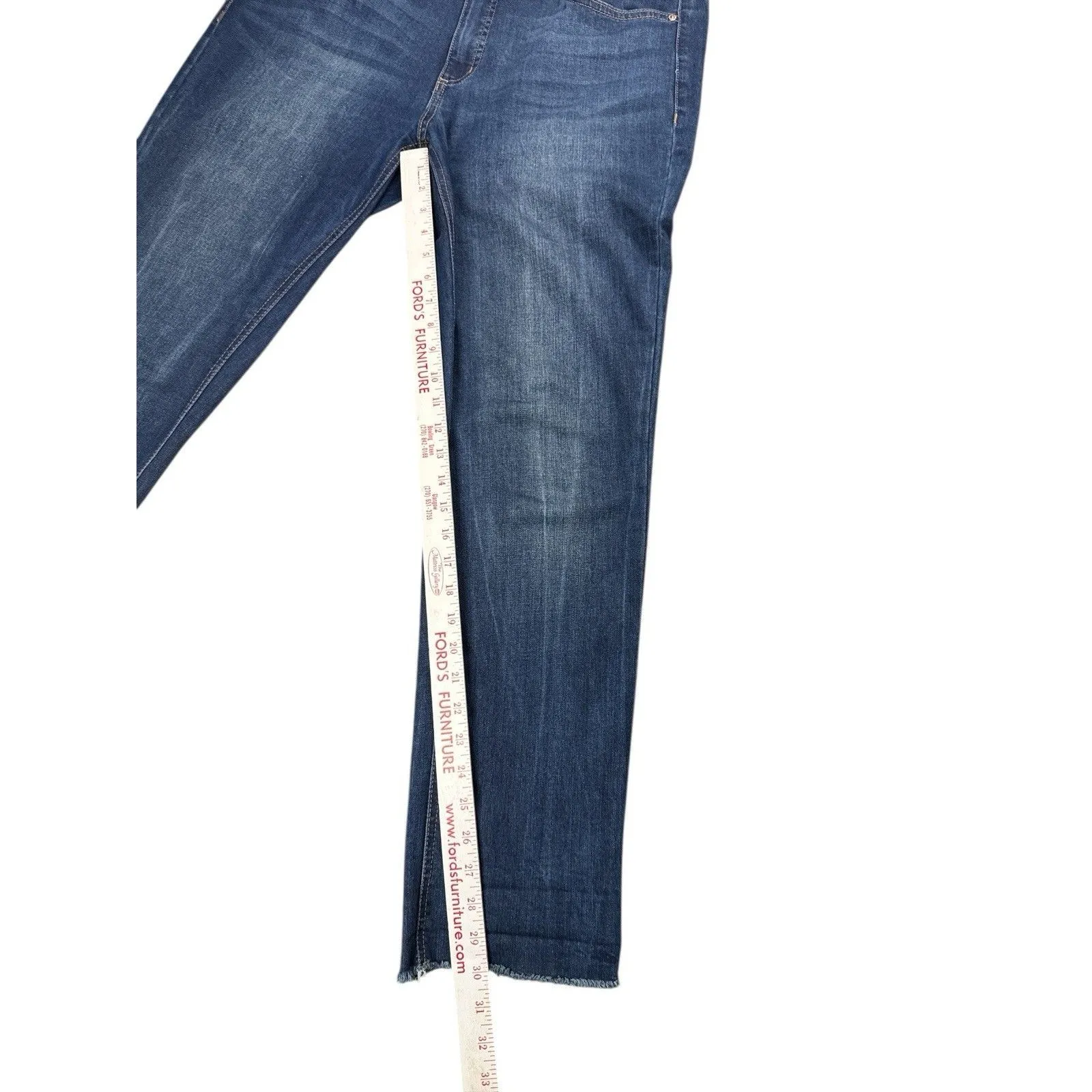 Seven 7 Weekend Slim Fit Jeans Dark Wash Denim Raw Hem Size 14 Stretch High Rise - Image 5