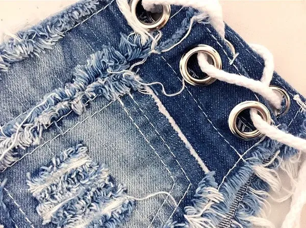 Womens Denim Booty Shorts, Sexy Mini Lace Up Thong Jeans Shorts, Clubwear, Party - Image 8