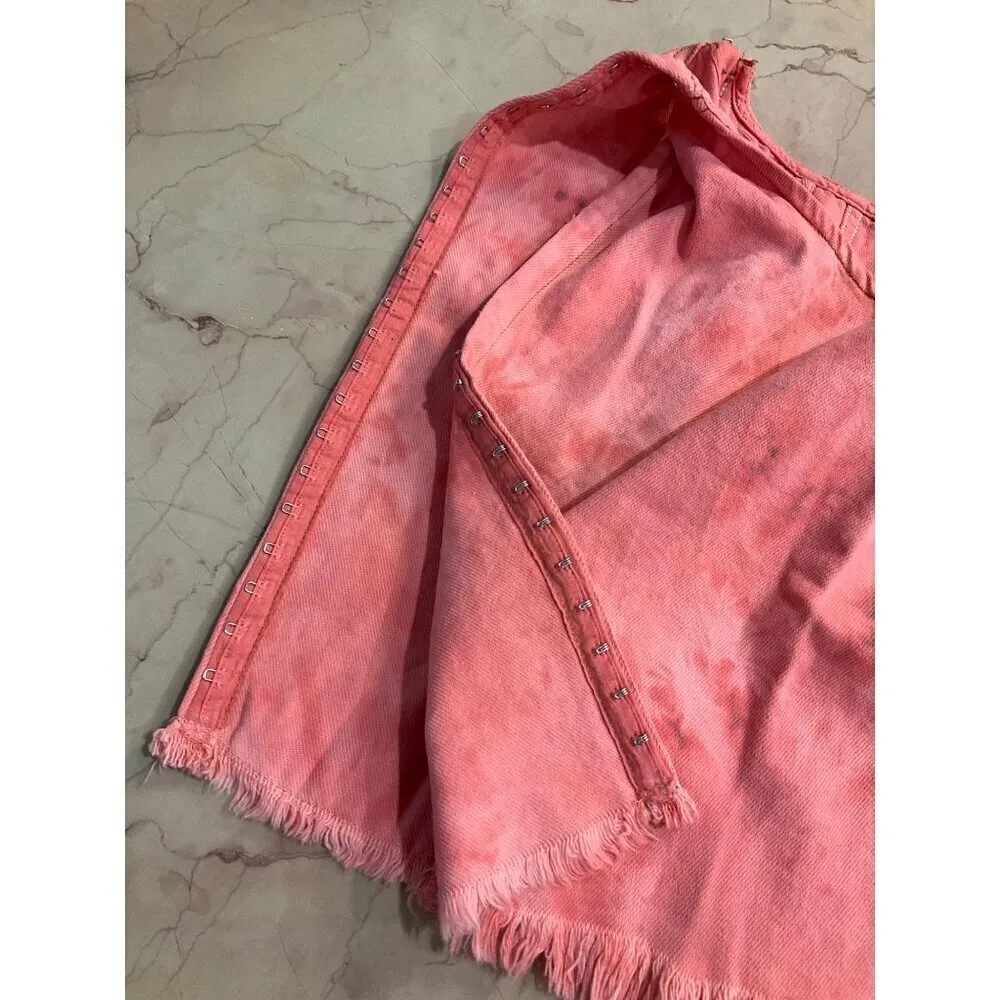 JADE CROPPER Denim Mini Skirt in Corall 38 New Womens Jean Tie Dye Red Size undefined - Image 7