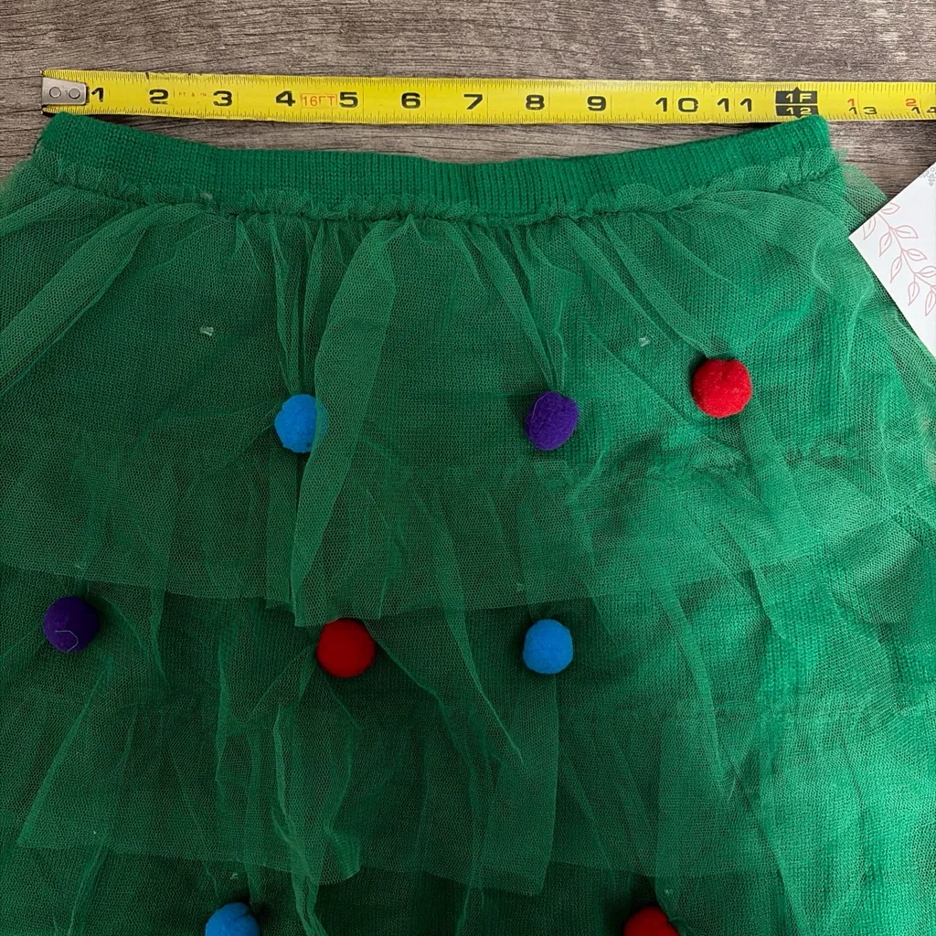 Planet Gold New! Green Tulle Skirt with Colorful light up  Pom Poms size S - Image 11