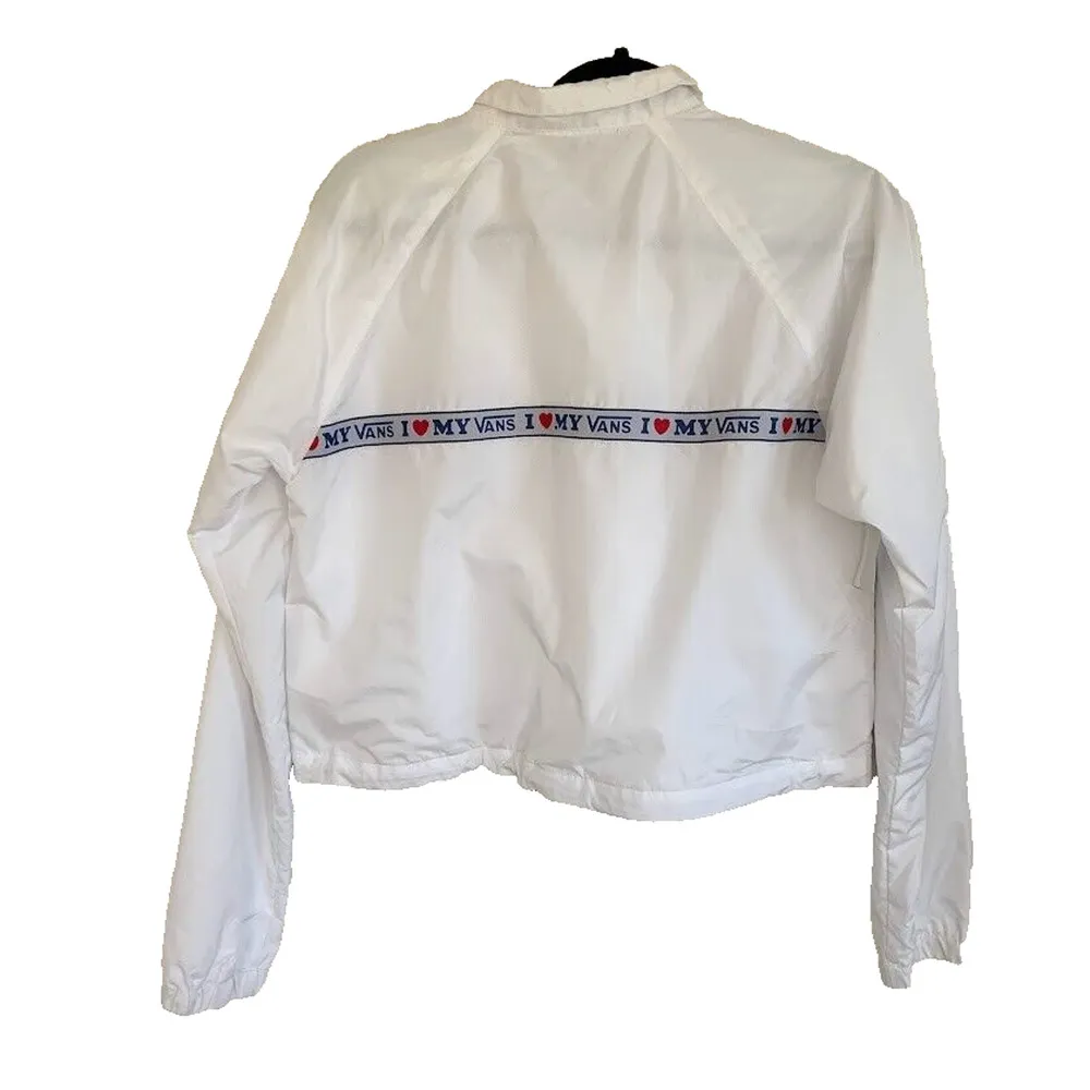 Vans Windbreaker Full Zip Jacket Women's Size Small S White I Love My Vans NWT - Image 5