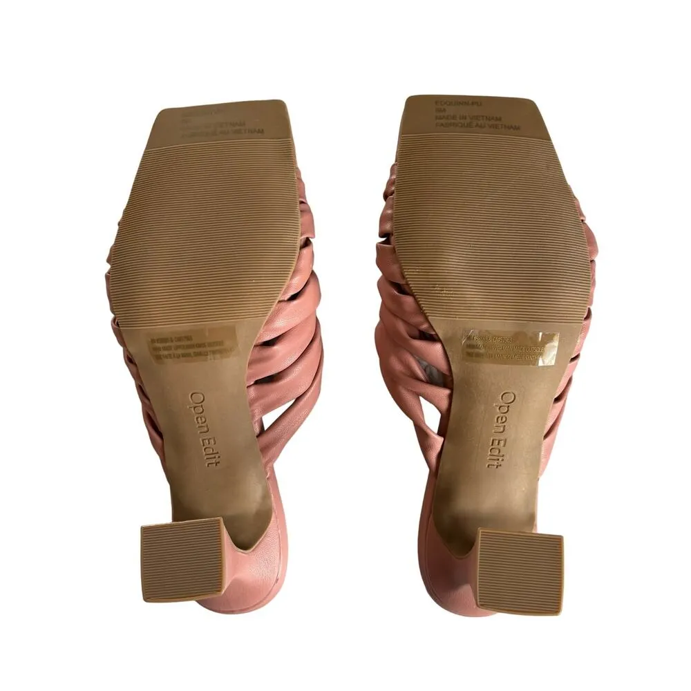 Open Edit Quinn Pink Dawn Knotted Straps Flared
Heel Sandals Size 8 - Image 6