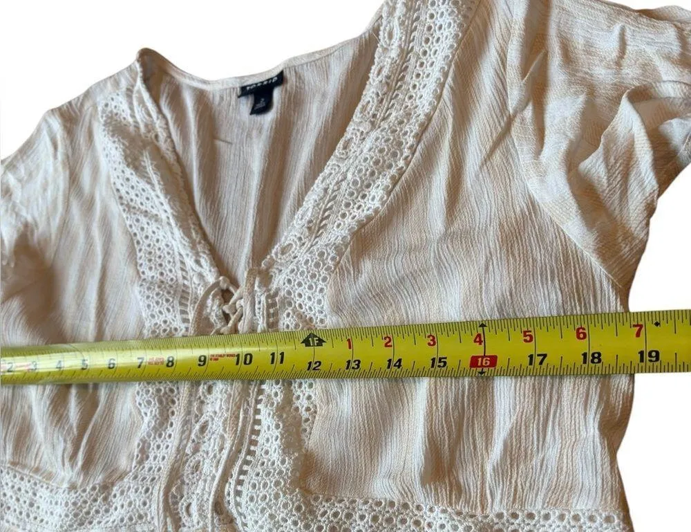 Torrid Babydoll Crinkle Gauze Crochet Inset Lace Up Top Womens 2X - Image 14