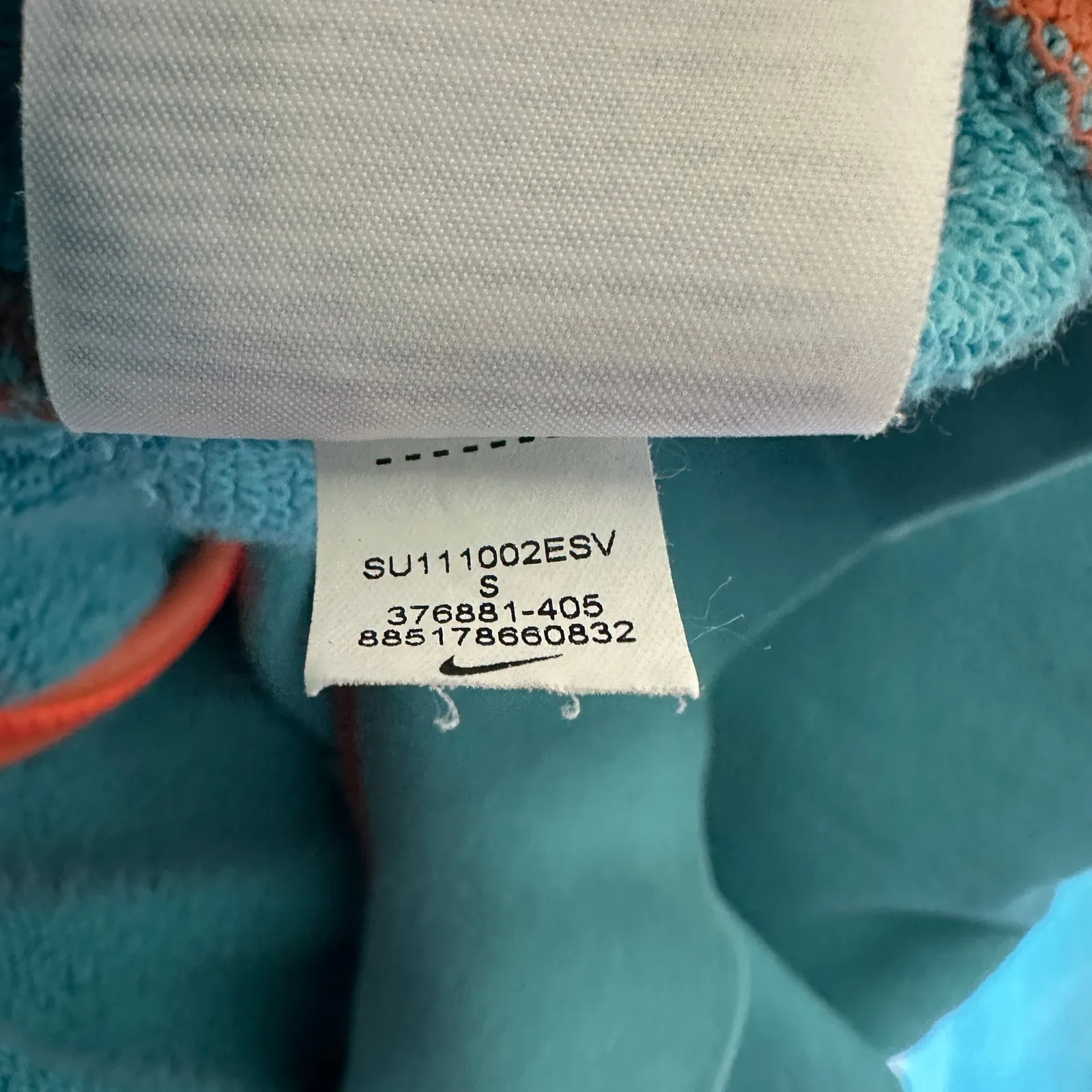 Vintage Nike Sportswear Full Zip‎ Hoodie Turquoise Orange Trim Dolphins Small - Image 6