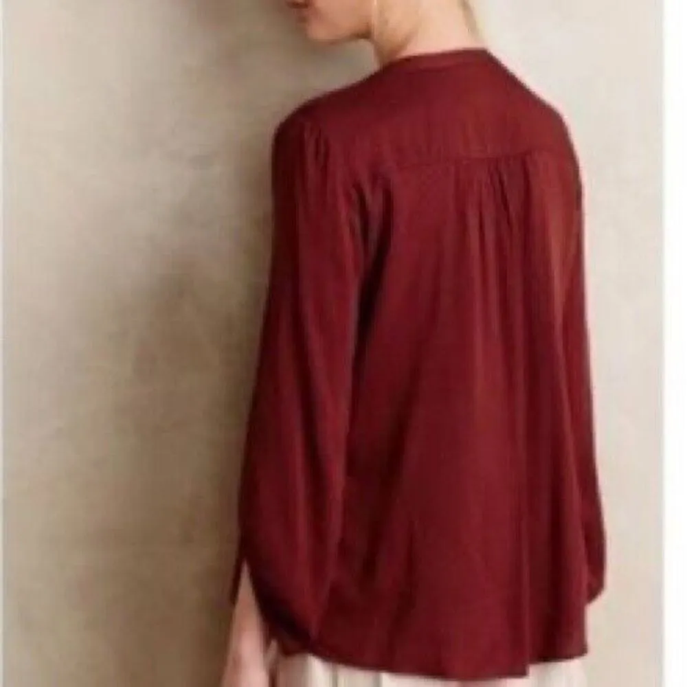 ✨Pintuck Peasant Blouse Maroon Sz. 12 Maeve✨ - Image 2