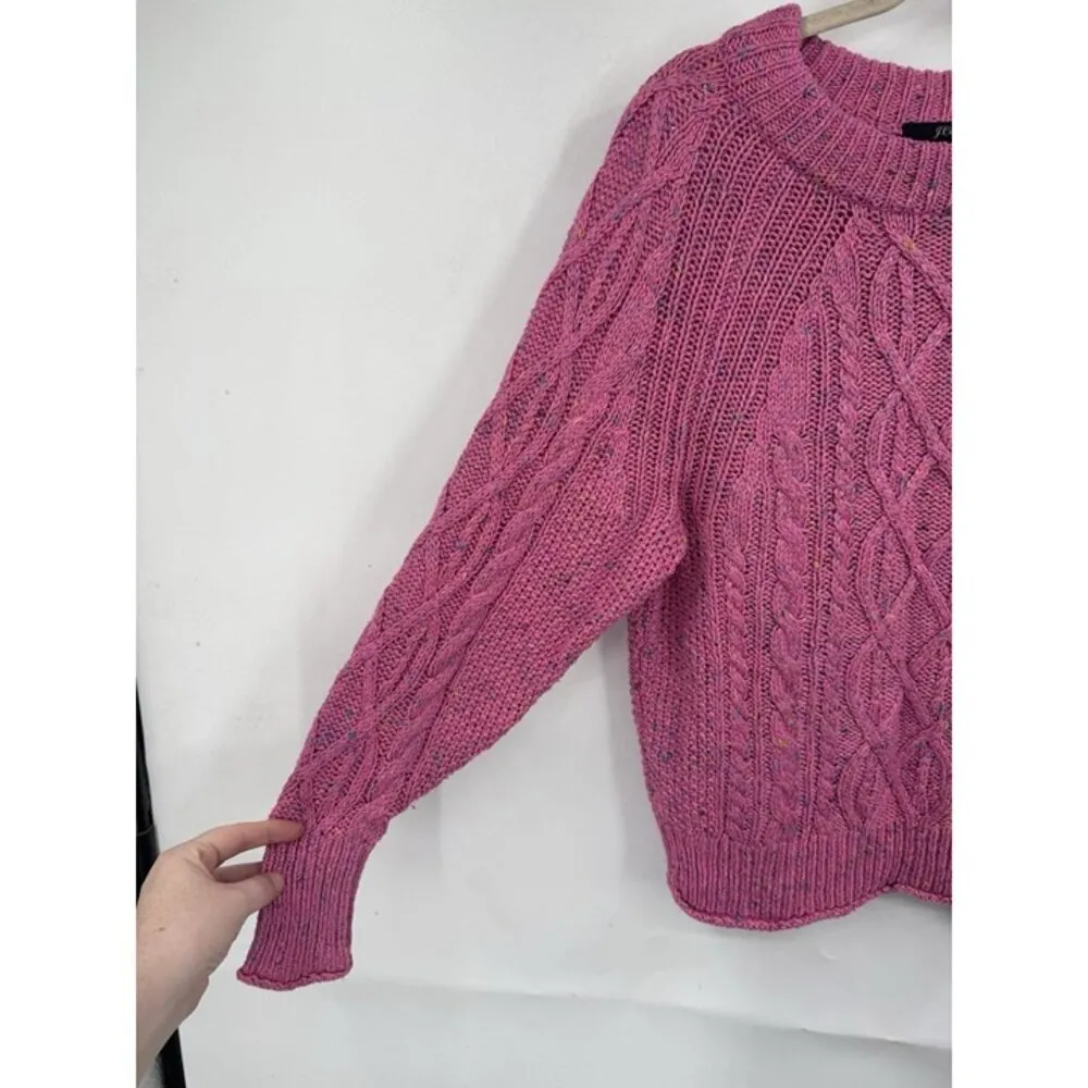 J. Crew Cable Knit Sweater Women XXS Pink Crew Neck Colorful‎ Speckled Preppy - Image 9