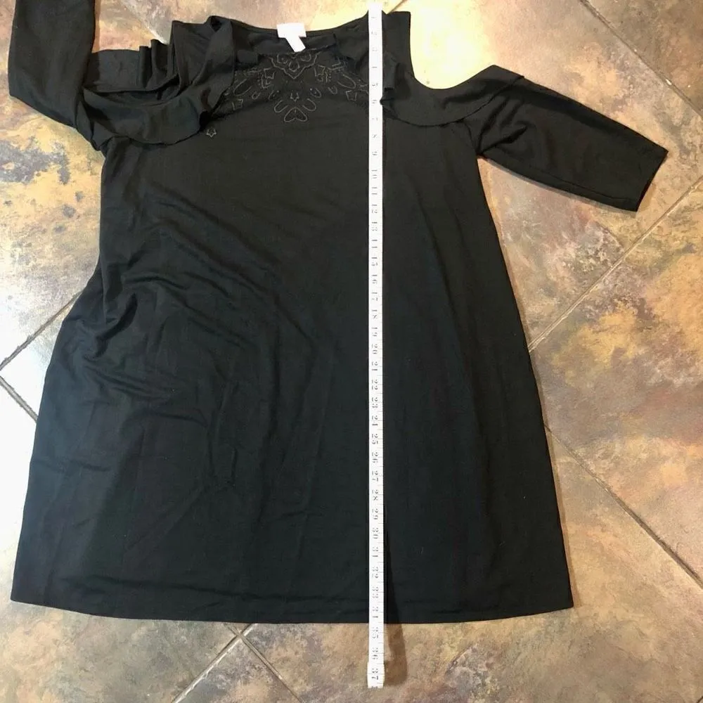 Ingrid & Isabel Women’s Black Maternity Dress Peek Cold Shoulder Size Large - Image 6