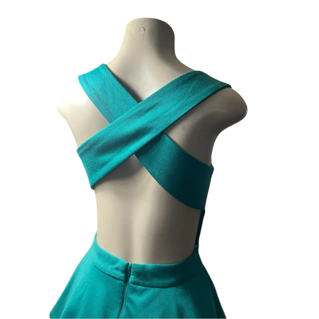 ASOS Teal Green Peplum Criss Cross Dress - Image 12