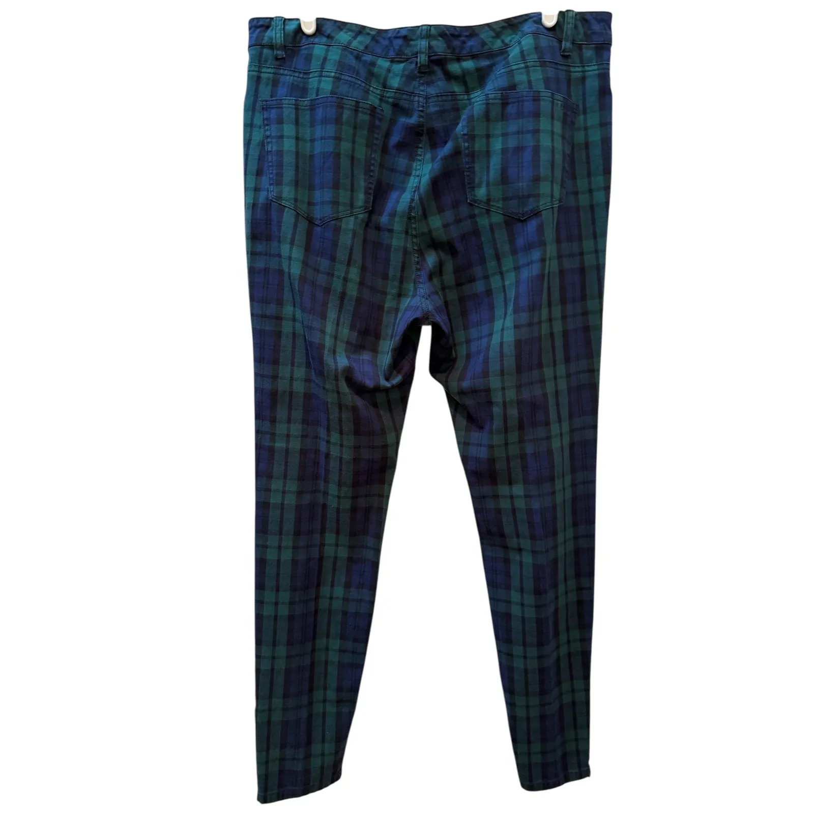 Vineyard Vines Women's Plaid Skinny Pants Zip Ankle Size 14 Green Blue C - Image 3
