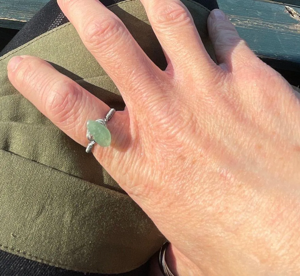 Wire Ring Green Stone (Custom Size To Order) - Image 3