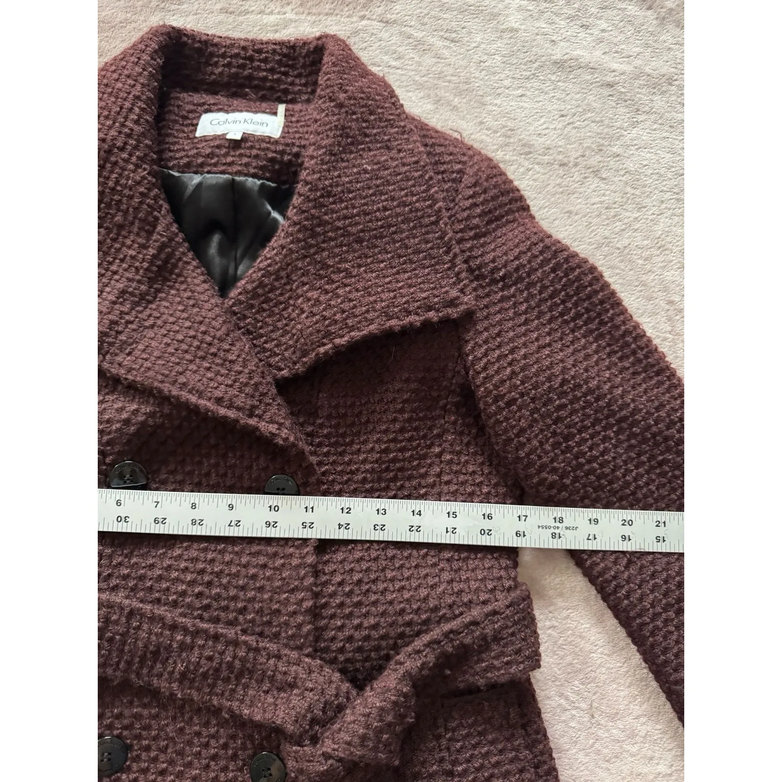 Calvin Klein Womens Belted Jacket Pea Coat Brown‎ Size Small - Image 8