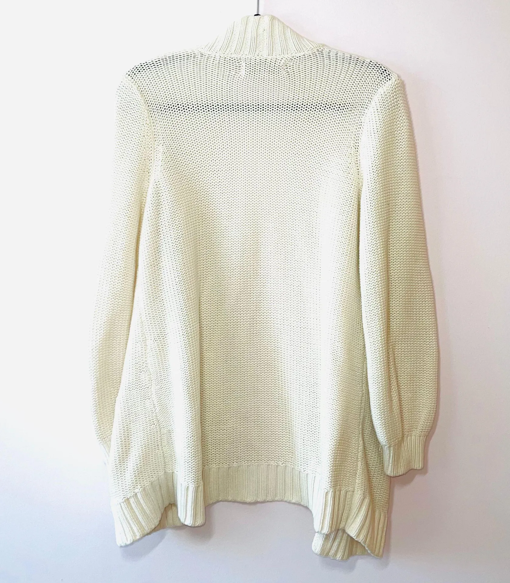 Cream Open Front Knit Cardigan - Image 2