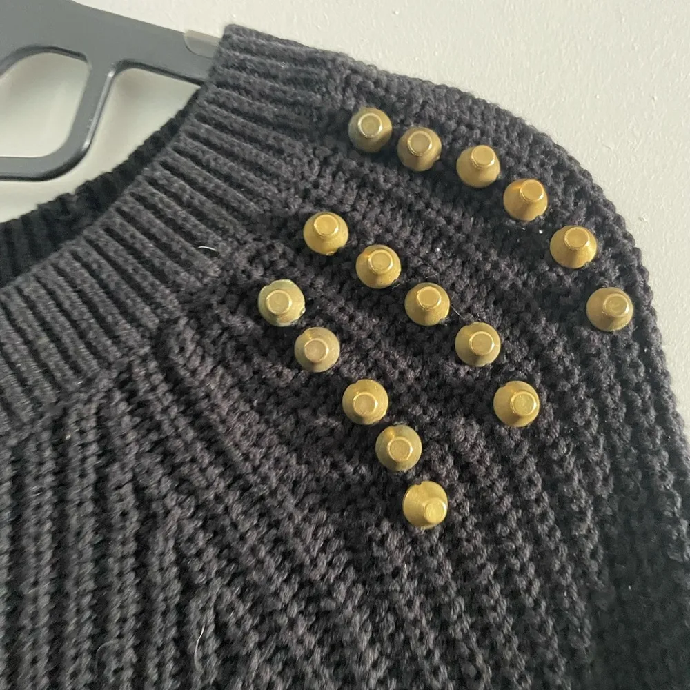 EXPRESS  BLACK SWEATER WITH GOLD DECORATIVE STUDS ON THE SHOULDERS - Image 3