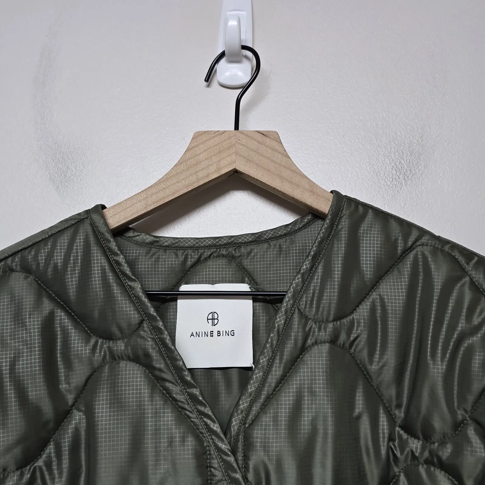 Anine Bing Womens Andy Quilted Bomber Jacket Military Green Sz S‎ - Image 2
