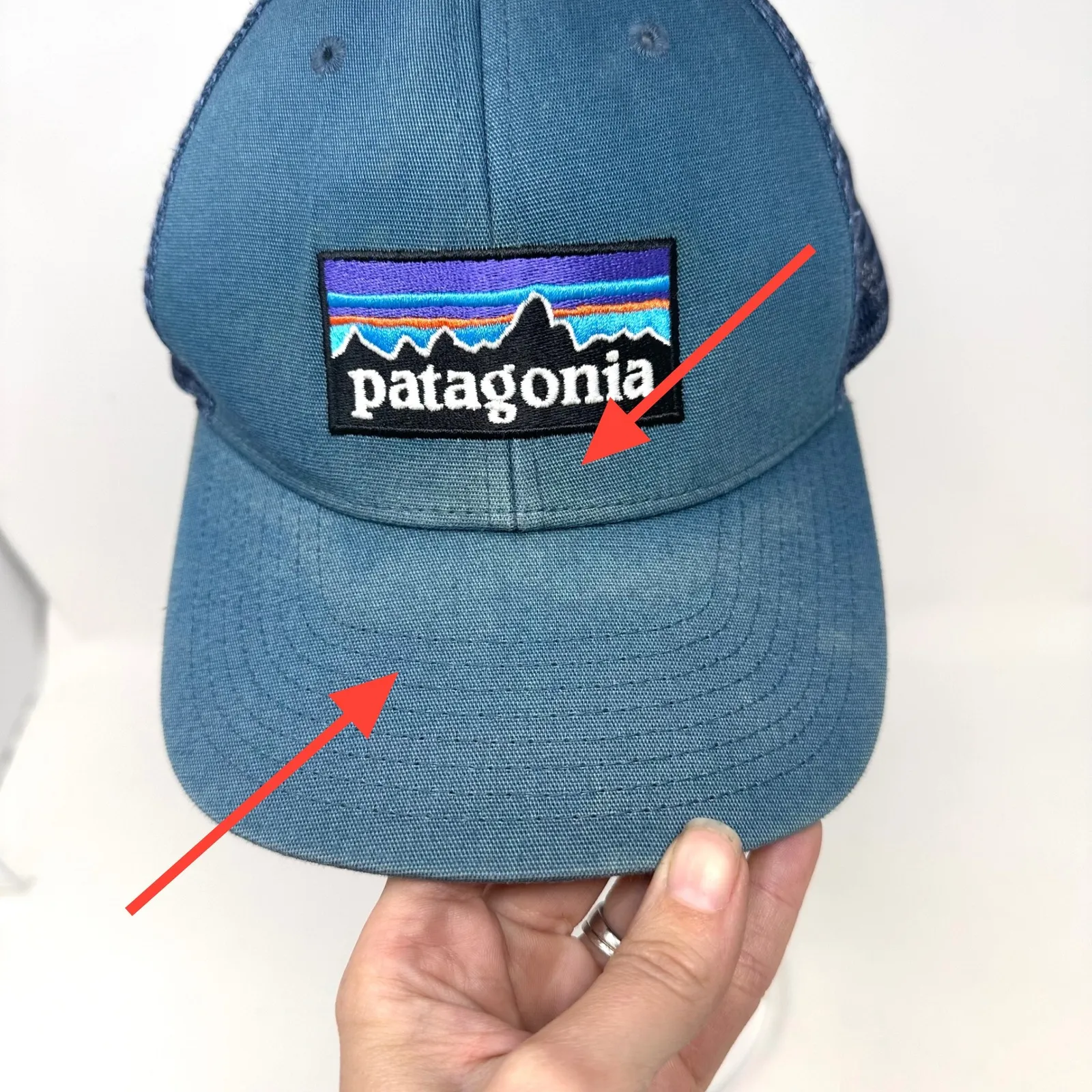 Patagonia Embroidered Logo Patch Mesh Trucker‎ Hat Blue OS - Image 2