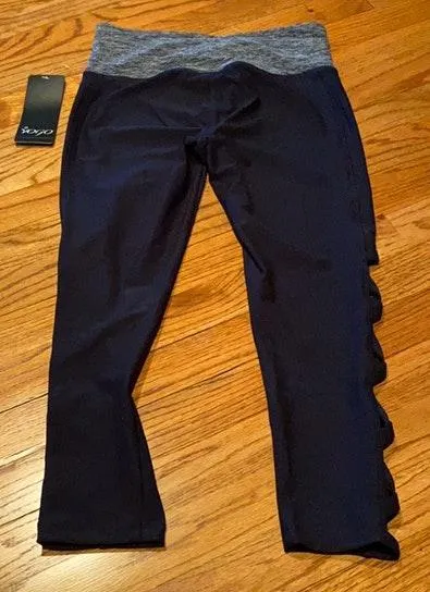 Cropped Cut Out Leggings Blue - Image 2