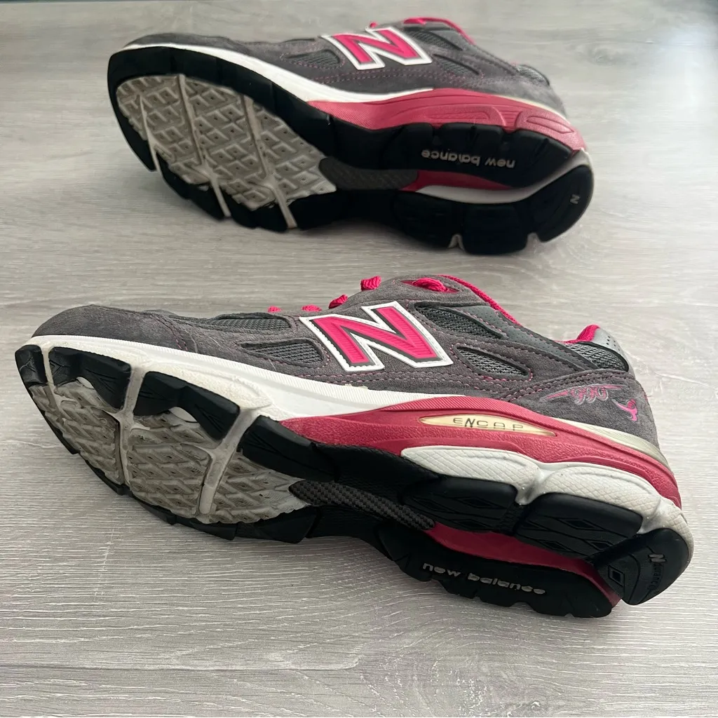 New Balance 990v3 Grey Pink Running Shoes - Image 7