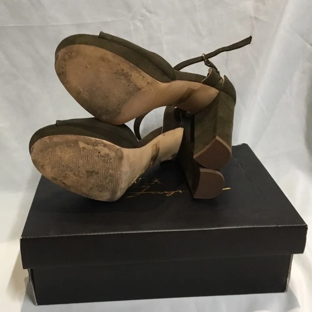 Trixie Block Heel Ankle Strap Platform Sandals Olivia Jaymes Green Size 8.5 - Image 7