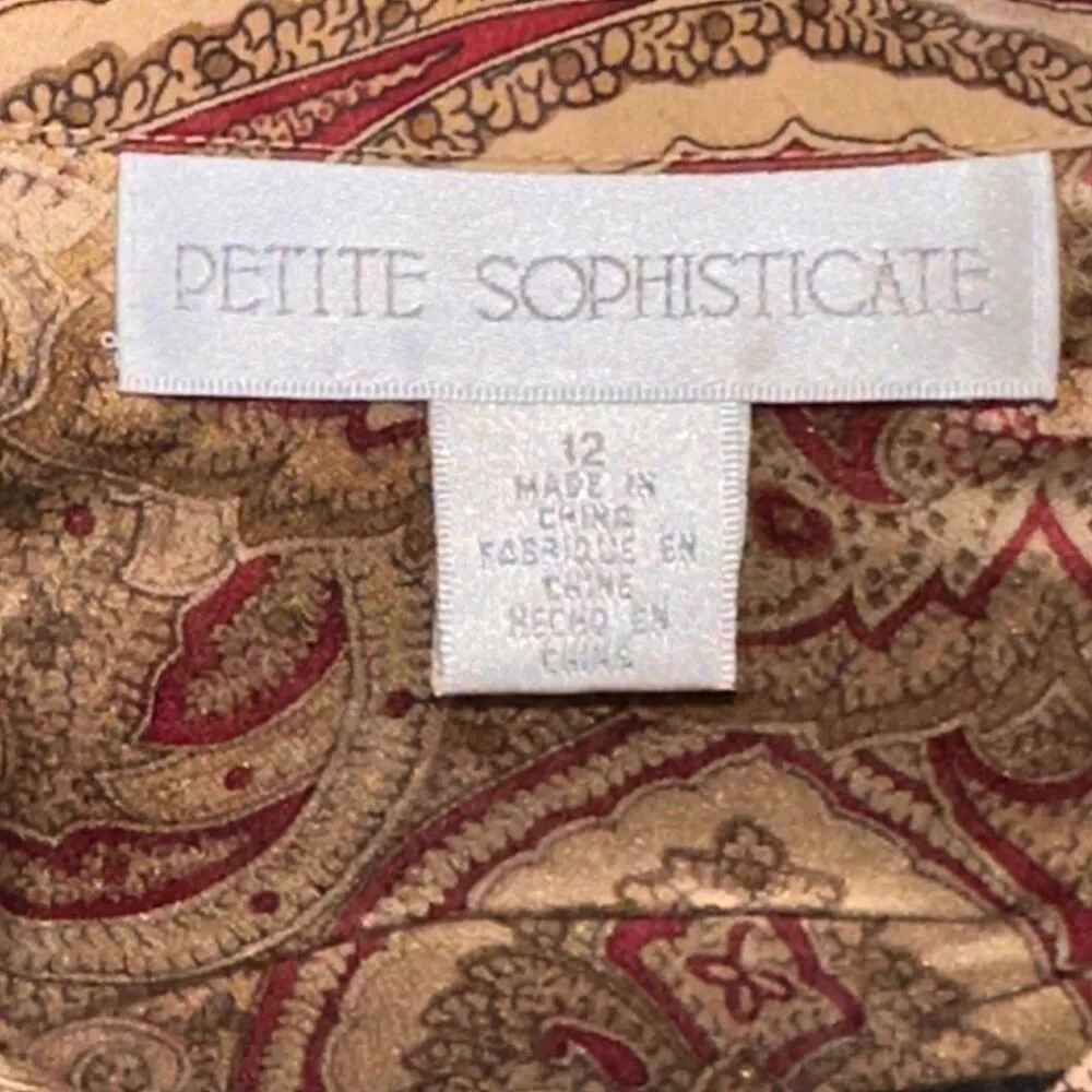 PETITE SOPHISTICATE Paisley Pattern 100% Silk Blouse - Image 3