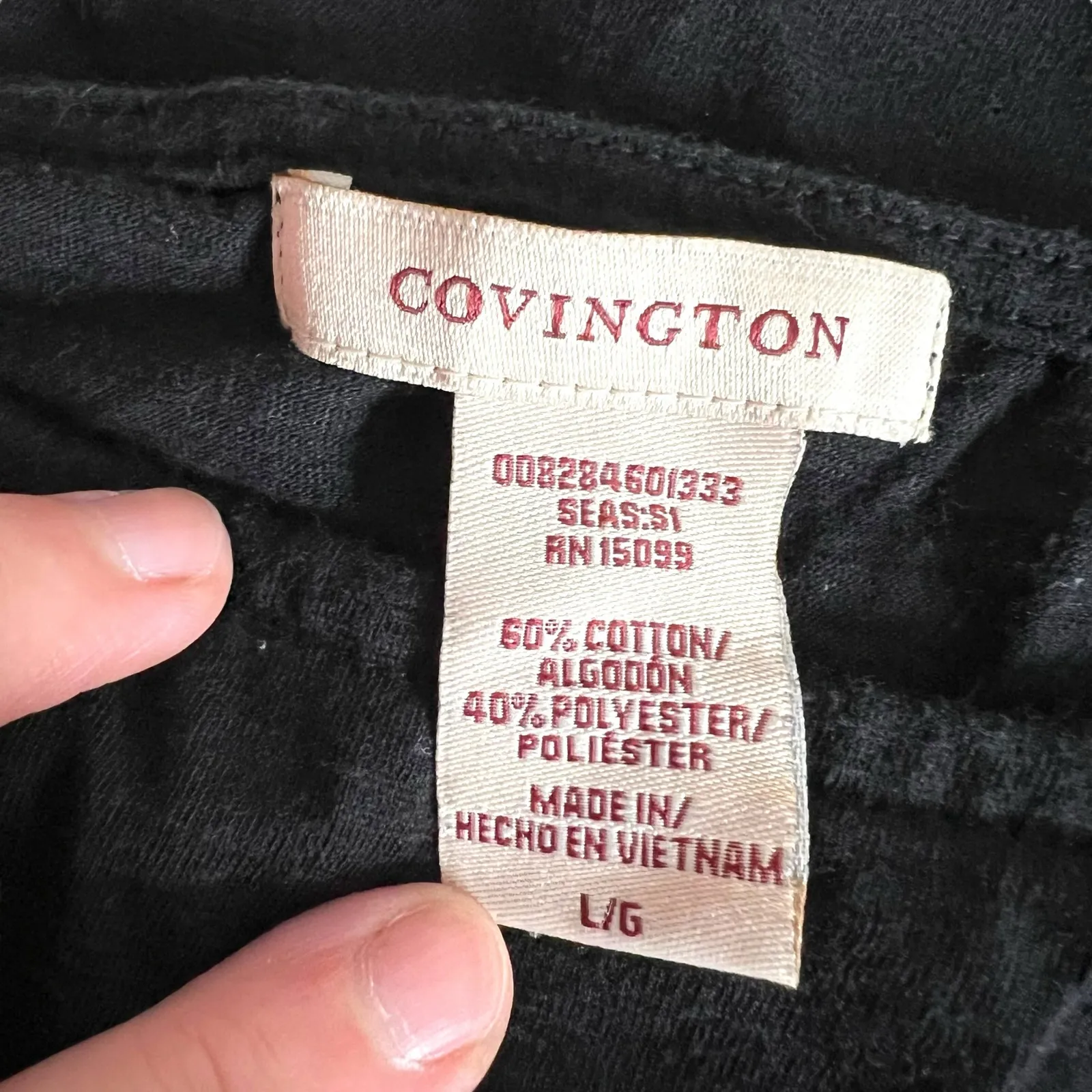 Covington Womens T Shirt Top Short Dolman Sleeve Laceup Detail Black Large - Image 8