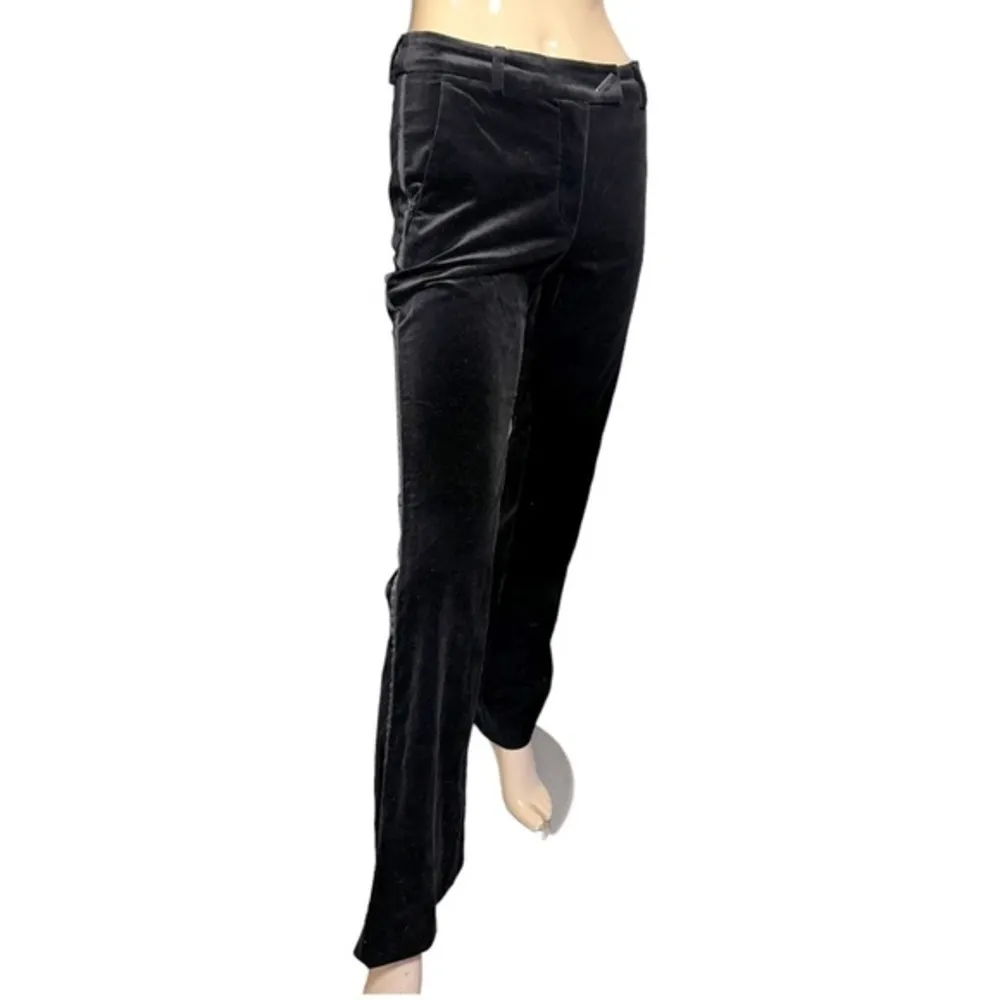 Sportmax Women’s Size 2 36 Black Velvet Tuxedo Stripe Trousers Dress Pants - Image 3