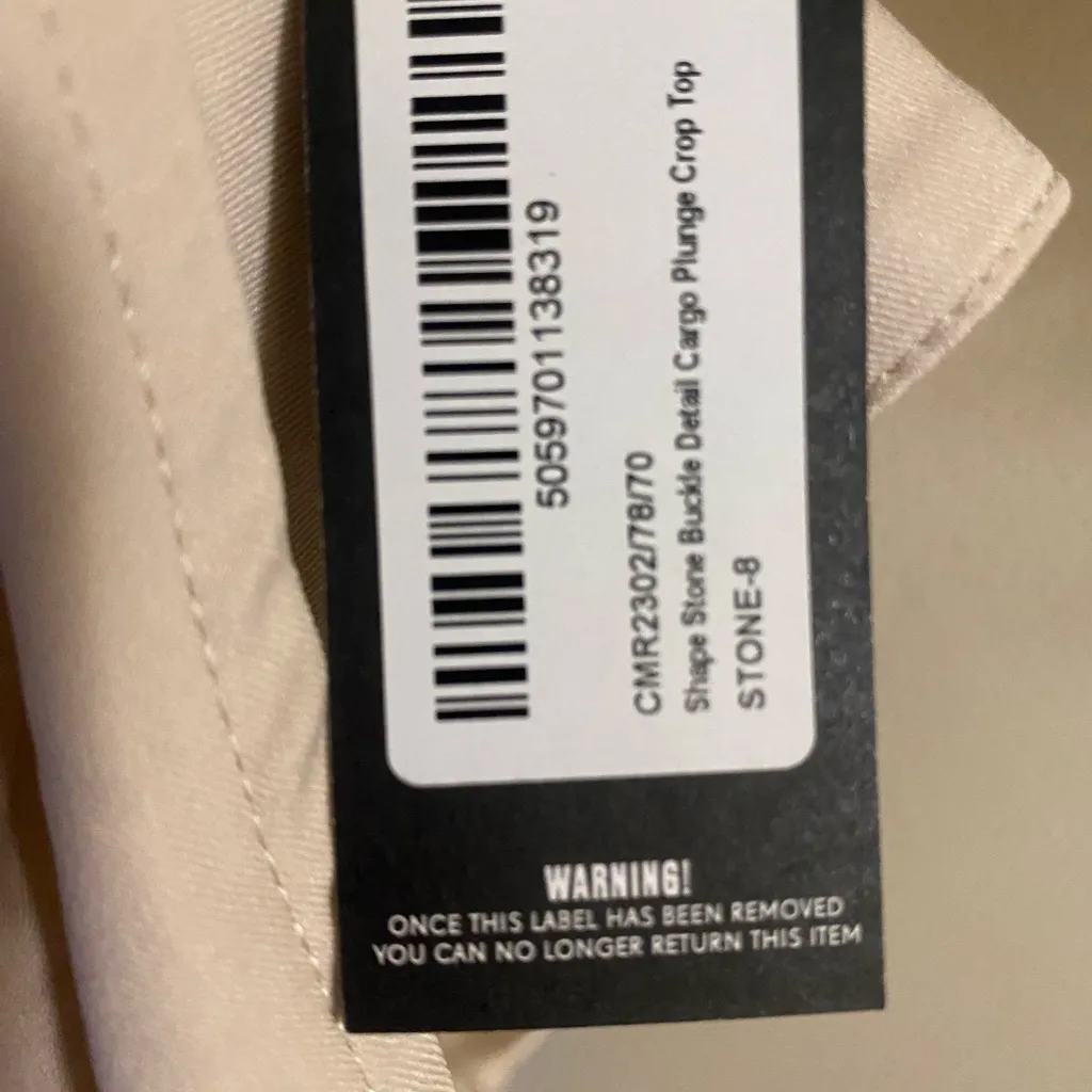 Pretty Little Thing Shape Womens Cargo Plunge Crop Tank Top Beige S Size 4  NWT - Image 6