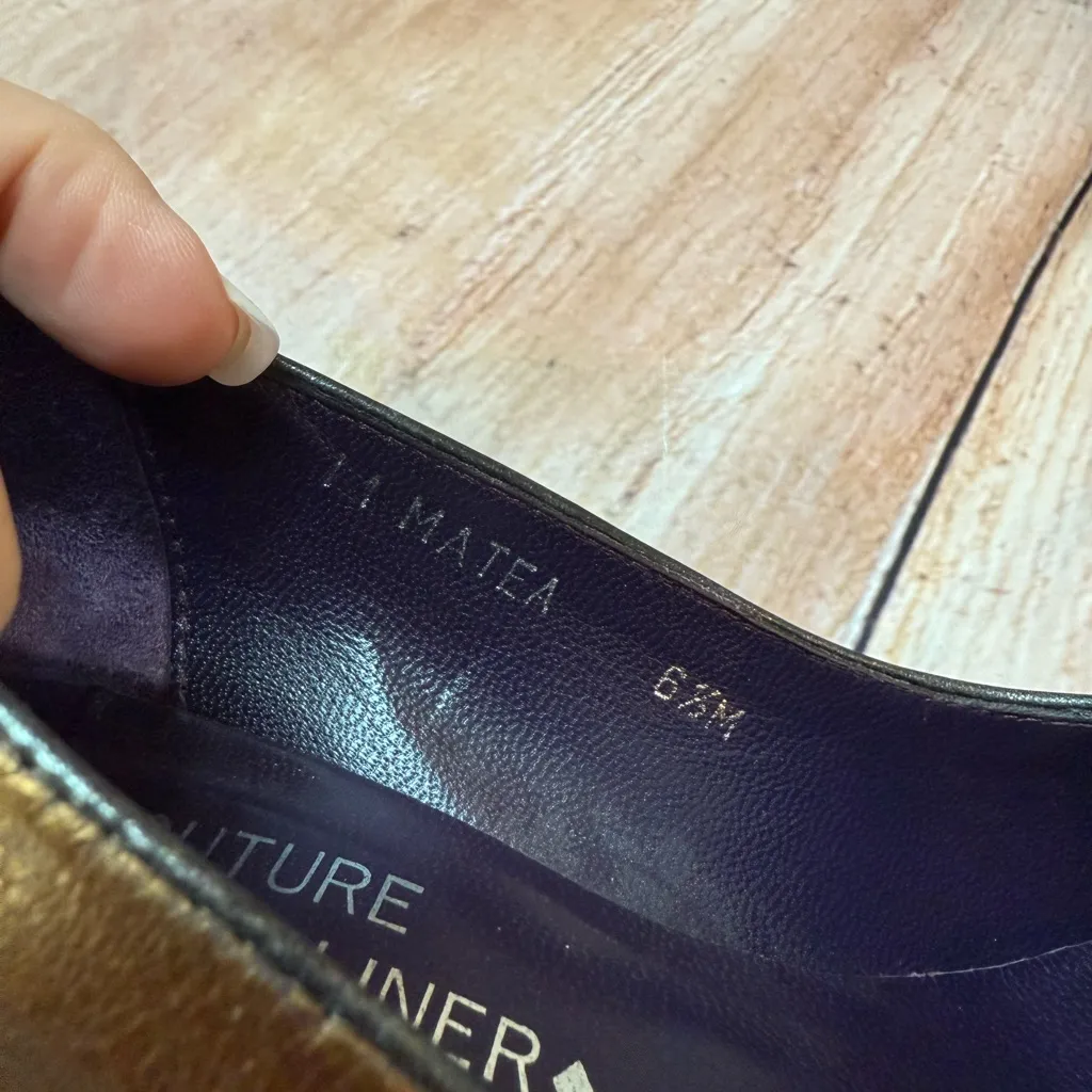 Donald J Pliner 6.5M “Matea” Bronze Metallic Kitten Heels Made Italy Size 6.5 - Image 9