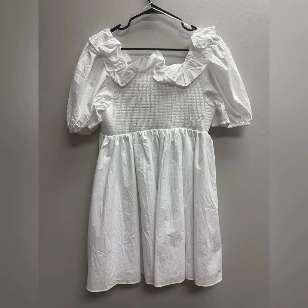 Apparel- English Factory Smocked Puff Sleeve Mini Dress - Image 4