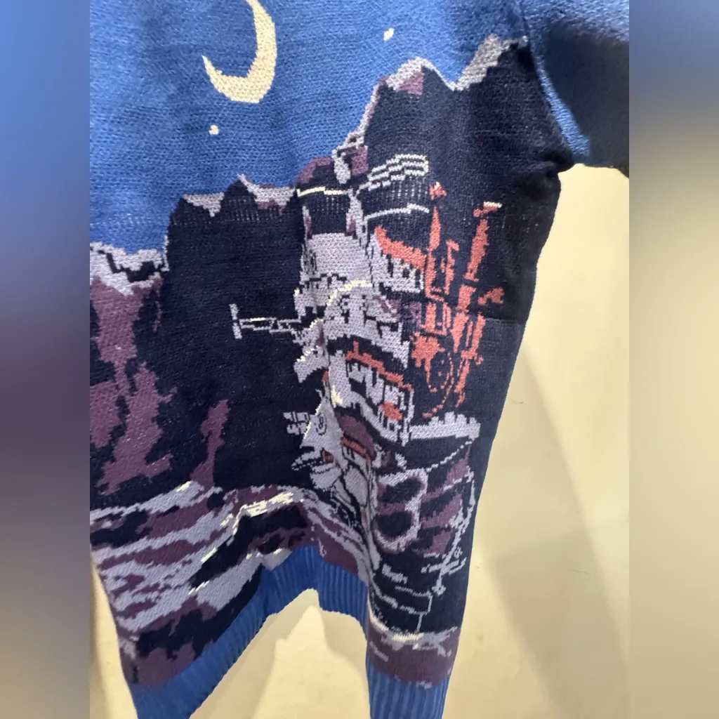 Studio Ghibli Howl's Moving Castle Night Scene Intarsia Sweater - Image 6