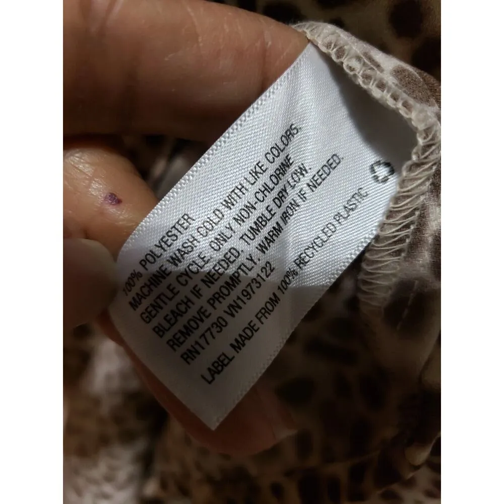 A New Day Women's Beige Brown Polyester V-Neck Short Sleeve Knee Length Dress S - Image 11