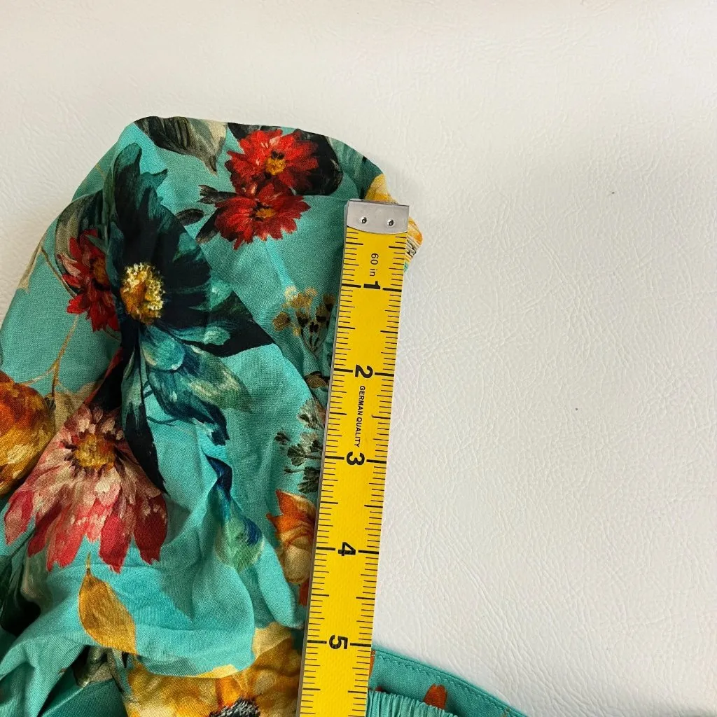 NWOT JOHNNY WAS Bonita Teal Floral Square Neck Puff Sleeve Midi Dress Sz S - Image 12