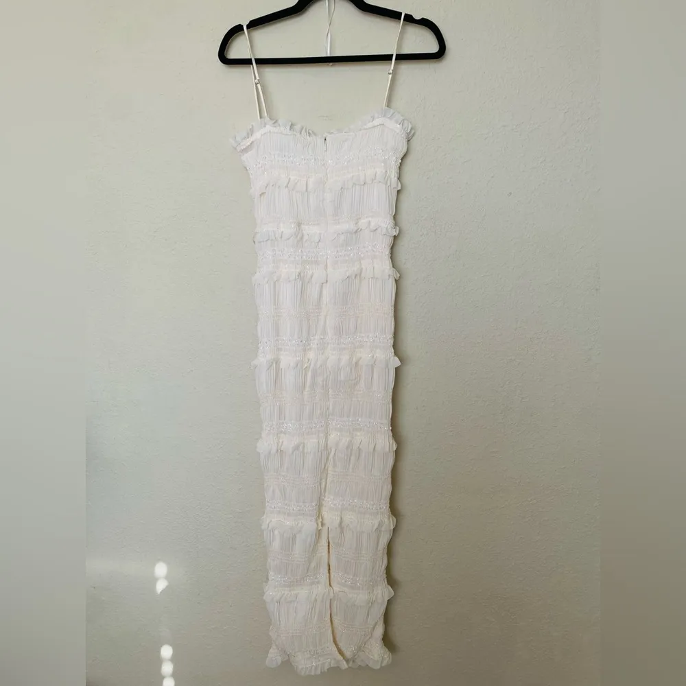 HOUSE OF CB 'Solana' Ivory Sequin Pleat Maxi Dress white NWOT size Small - Image 4