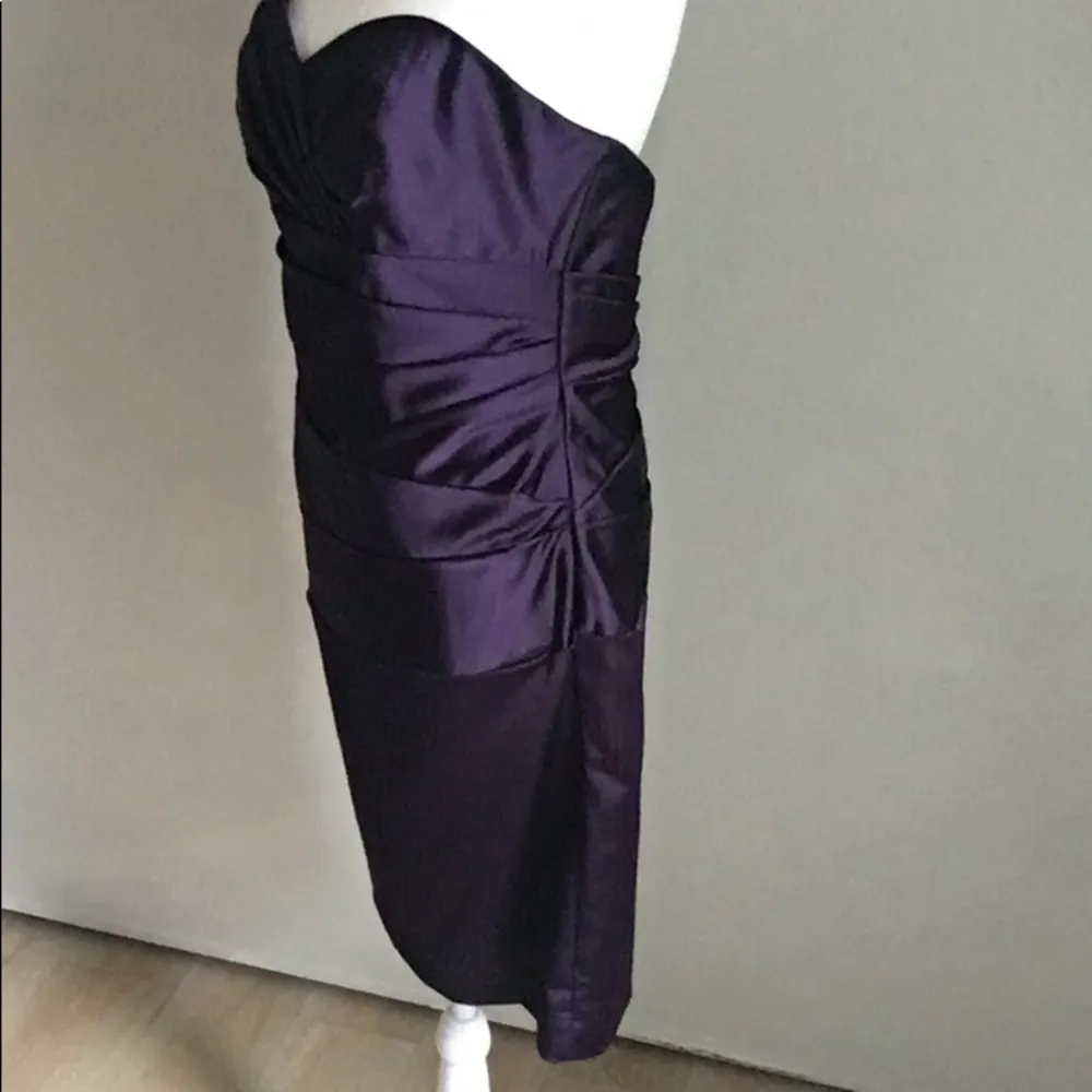 New David’s Bridal Sweetheart Stretch Satin Formal Evening Party Cocktail Dress - Image 3