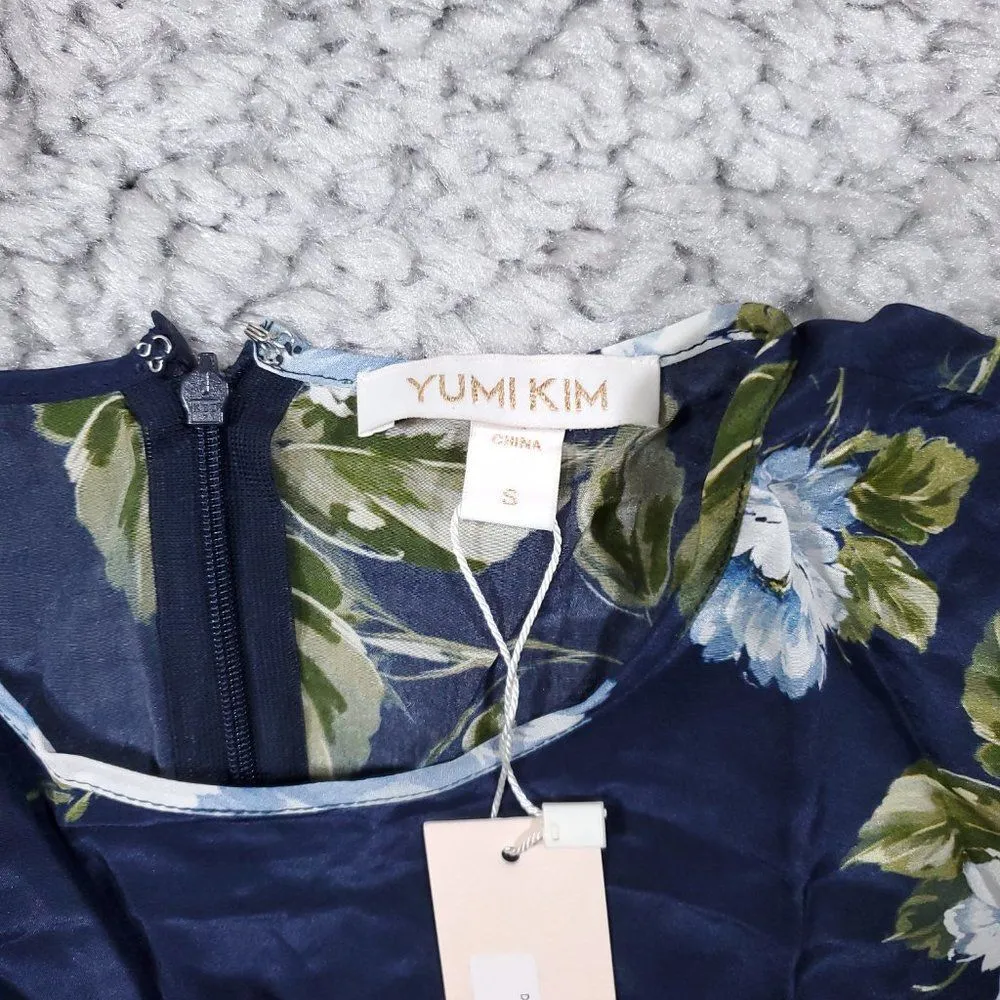 Yumi Kim Navy Blue Floral Print Anslie Akita Long Sleeve Mini Dress Size Small - Image 6