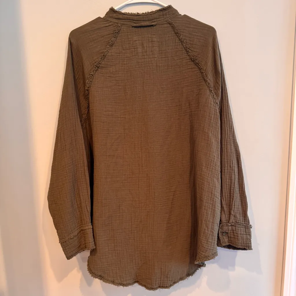 Aerie Pool to Party Gauzy Swim Coverup Cotton Olive Green Size S - Image 5