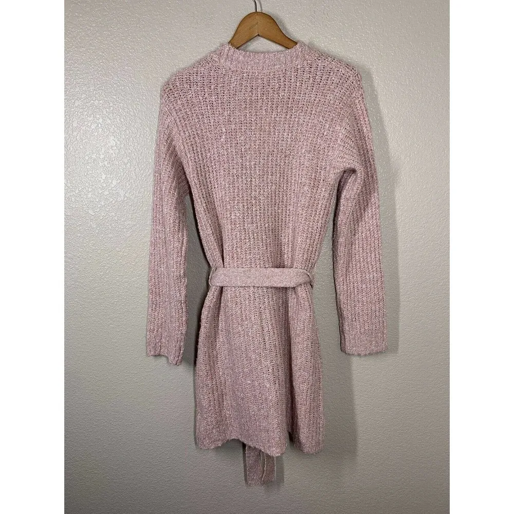 BB Dakota Medium Belting Point Fuzzy Long Cardigan Sweater Pink NEW - Image 6