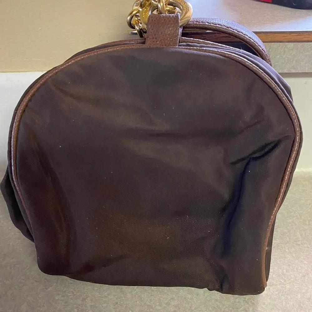 Vintage Electre Paris Brown Nylon Gold Chain Mini Pouch Coastal Granola … - Image 4